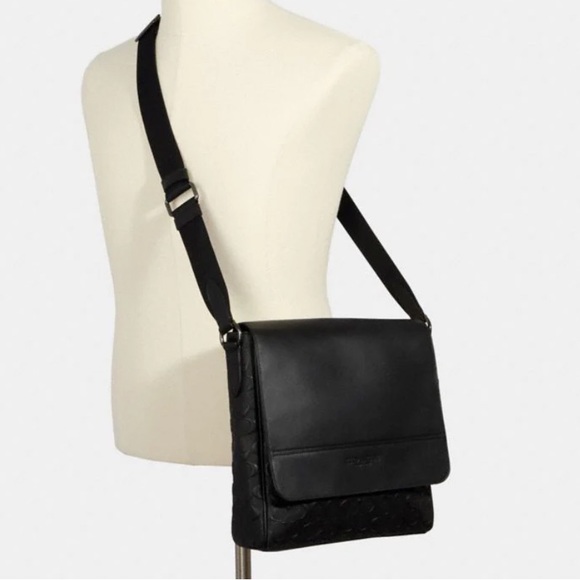 New Coach Houston Map Bag in Signature Leather 10 1/2" x 10 1/2"×3" new with tag - Picture 4 of 7